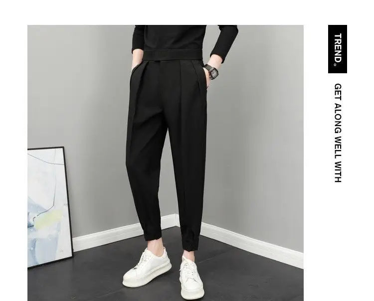 Herren Stoffhose plissiert · High-Waist, leicht (Frühling/Sommer)