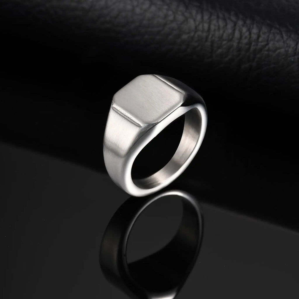 Herren-Siegelring · Edelstahl Schwarz/Silber