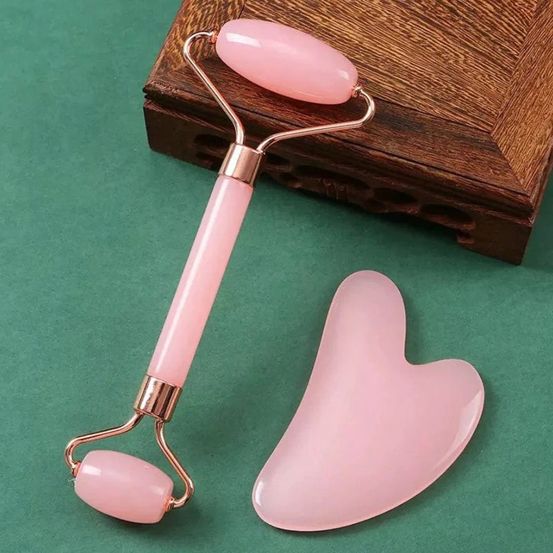 Gua Sha & Gesichtsroller Set (2-tlg) · Kühl-Massage für Gesicht, Hals & Augen
