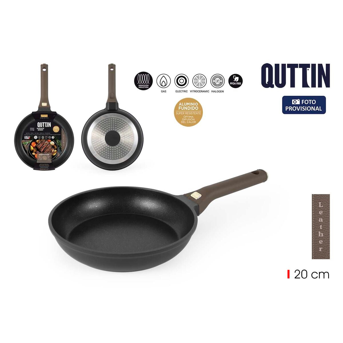 Pfanne Quttin LEATHER Braun Schwarz Aluminium Ø 20 cm (6 Stück)