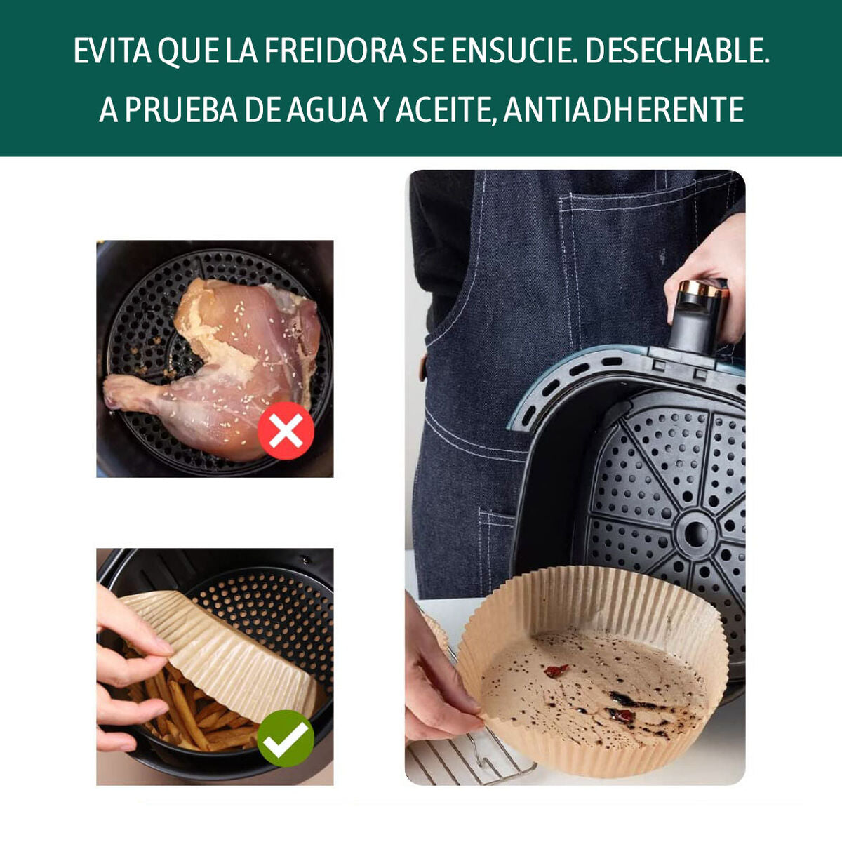 Papier für Heißluftfritteuse Algon Ø 20 cm Braun 30 Stücke (24 Stück)