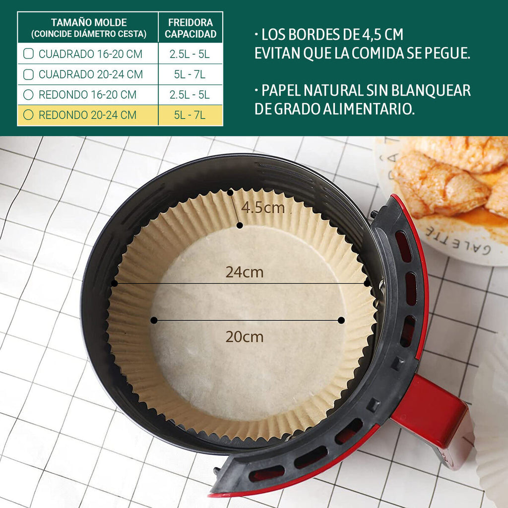 Papier für Heißluftfritteuse Algon Ø 20 cm Braun 30 Stücke (24 Stück)