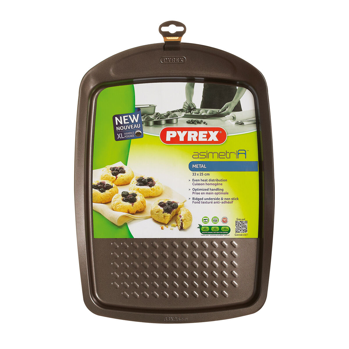 Backform Pyrex Asimetria rechteckig Schwarz Metall 33 x 25 cm (6 Stück