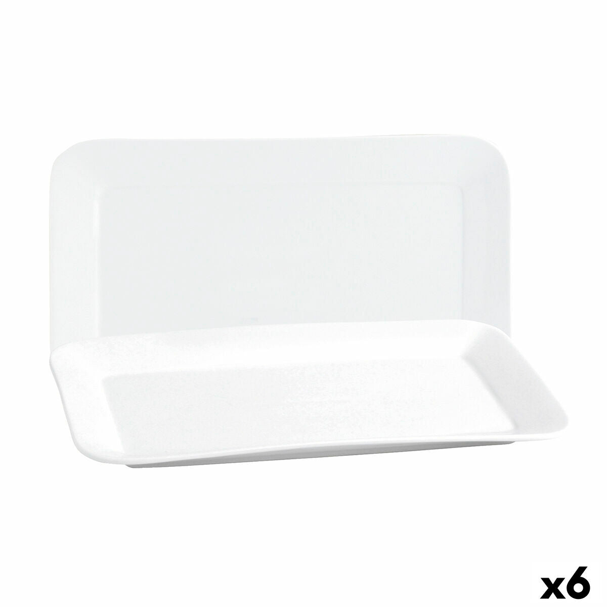 Kochschüssel Quid Basic rechteckig aus Keramik Weiß (35,8 x 21 cm) (6
