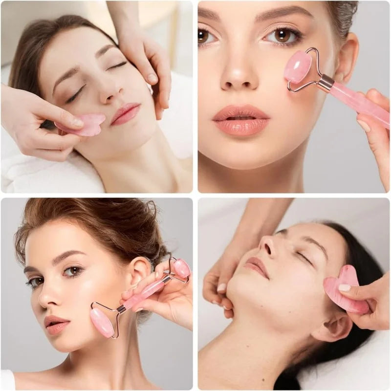 Gua Sha & Gesichtsroller Set (2-tlg) · Kühl-Massage für Gesicht, Hals & Augen