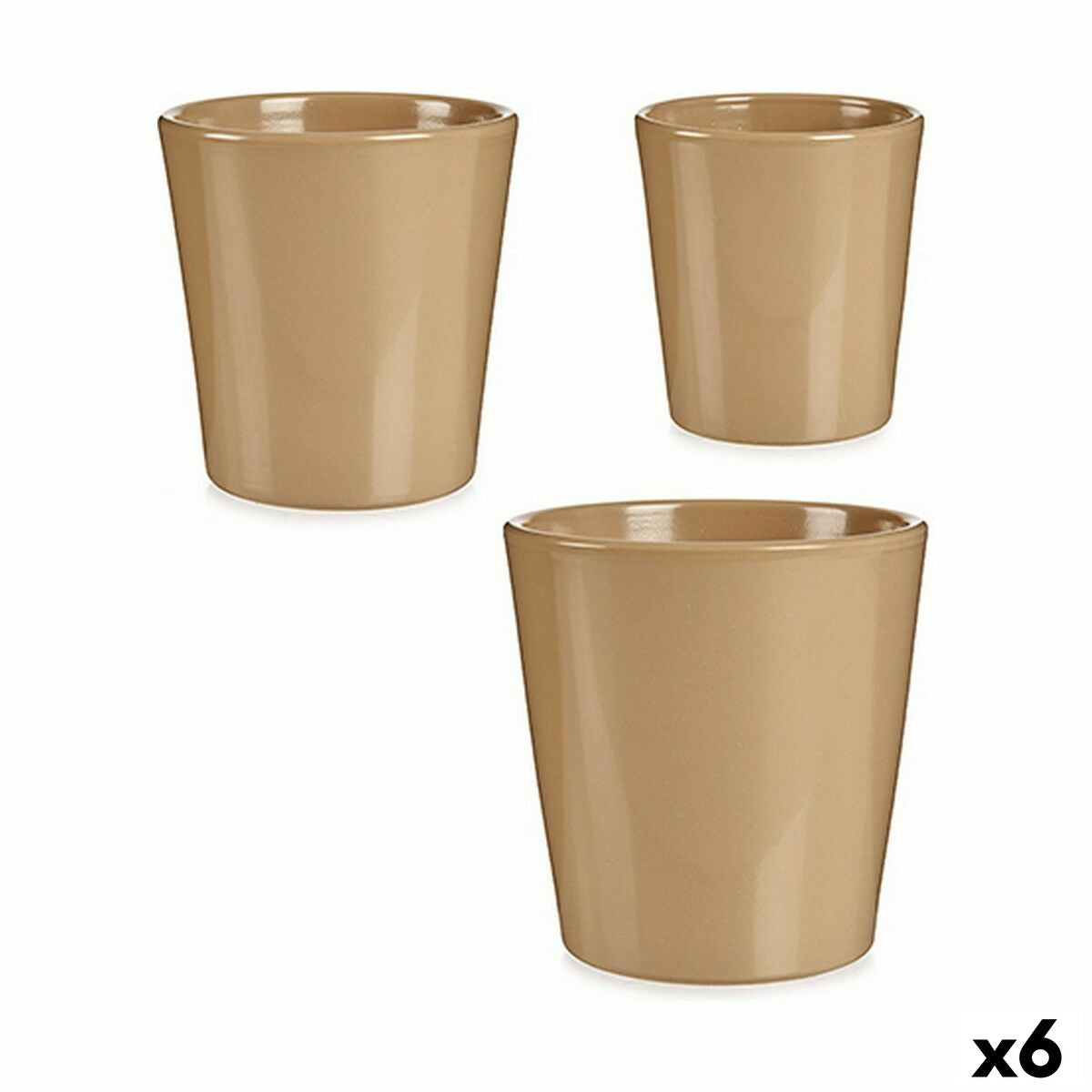 Blumentopfset Ibergarden Beige Lehm 16,5 x 16 x 16,5 cm (6 Stück)