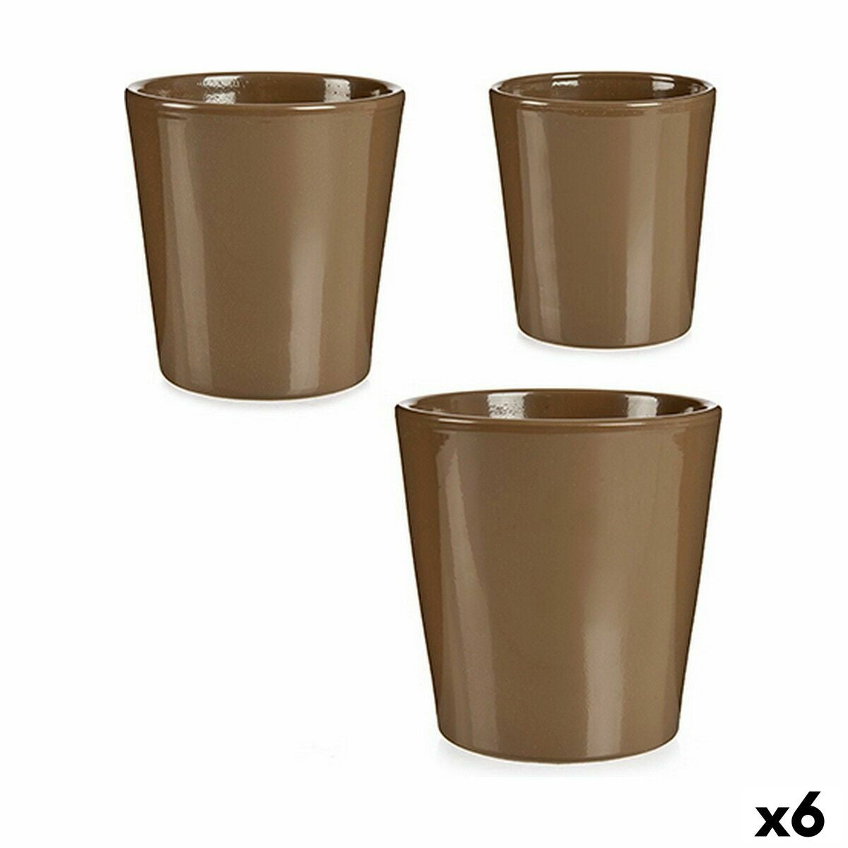 Blumentopfset Ibergarden Taupe Lehm 16,5 x 16 x 16,5 cm (6 Stück)