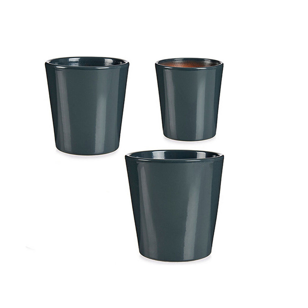 Blumentopfset Ibergarden Anthrazit Lehm 16,5 x 16 x 16,5 cm (6 Stück)