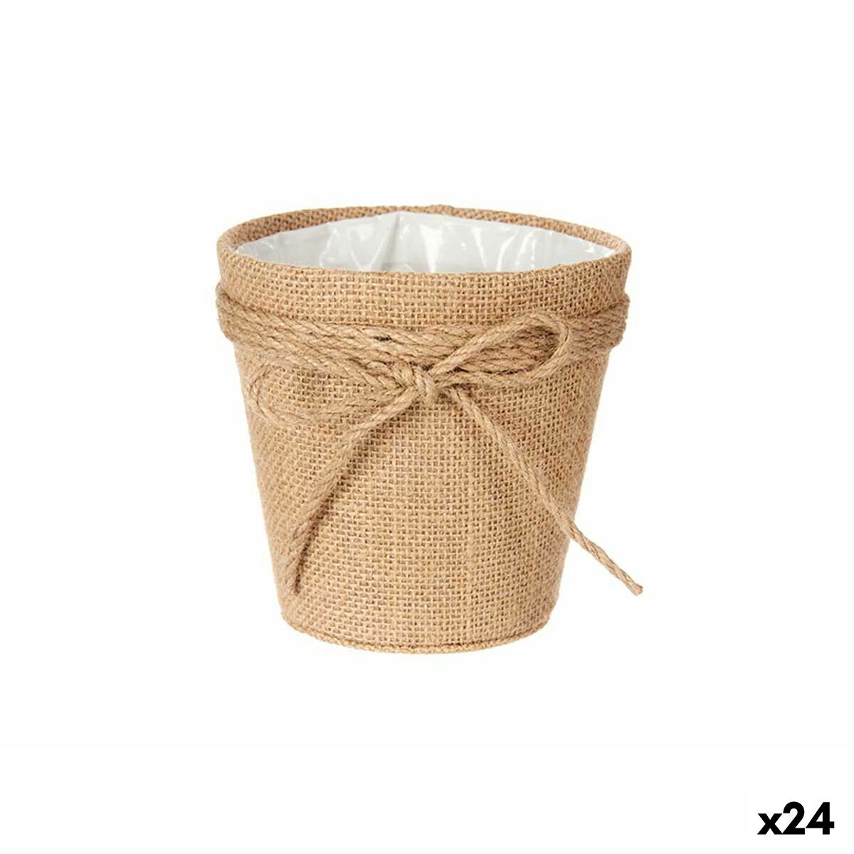 Blumentopf Ibergarden Braun Stoff Schnur Kunststoff Schleife 14 x 12,5