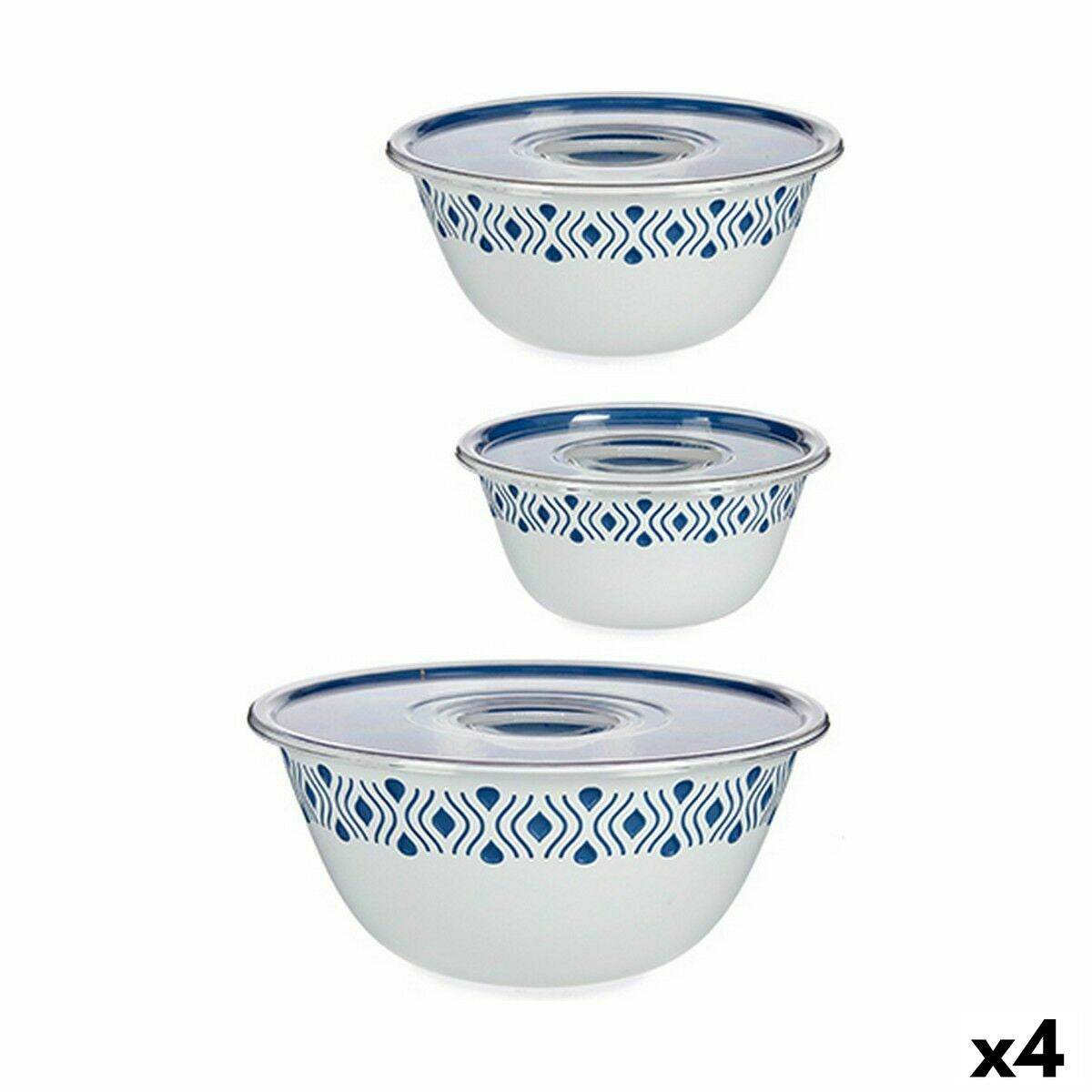 Lebensmittelbehälter Stefanplast Tosca Blau Kunststoff 29,5 x 13 x 29,5 cm mit Deckel 4 Stück