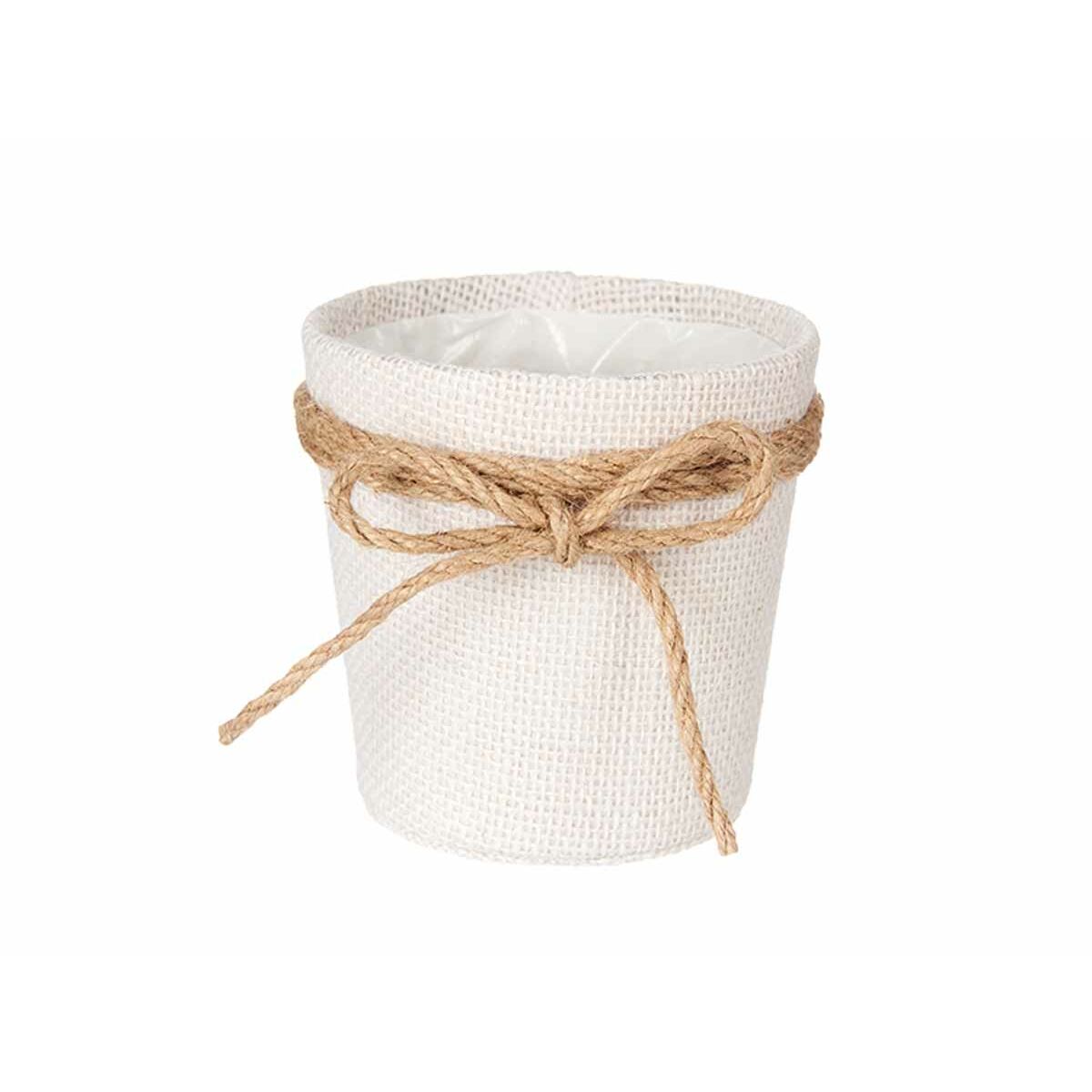 Blumentopf Ibergarden Weiß Braun Stoff Schleife 11 x 11 x 12 cm 11 x 1