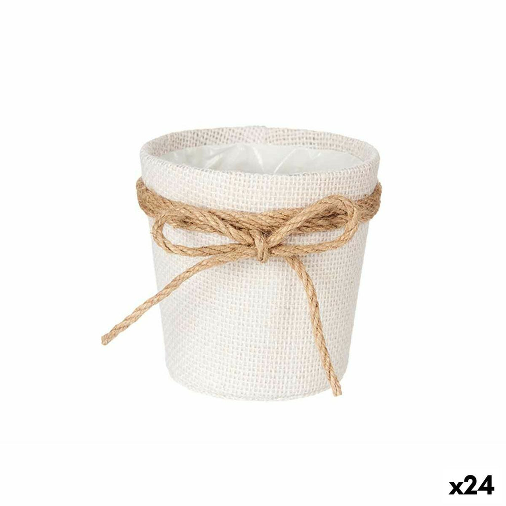 Blumentopf Ibergarden Weiß Braun Stoff Schleife 11 x 11 x 12 cm 11 x 1