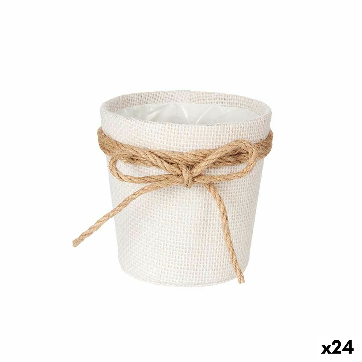 Blumentopf Ibergarden Weiß Braun Stoff Schleife 11 x 11 x 12 cm 11 x 1