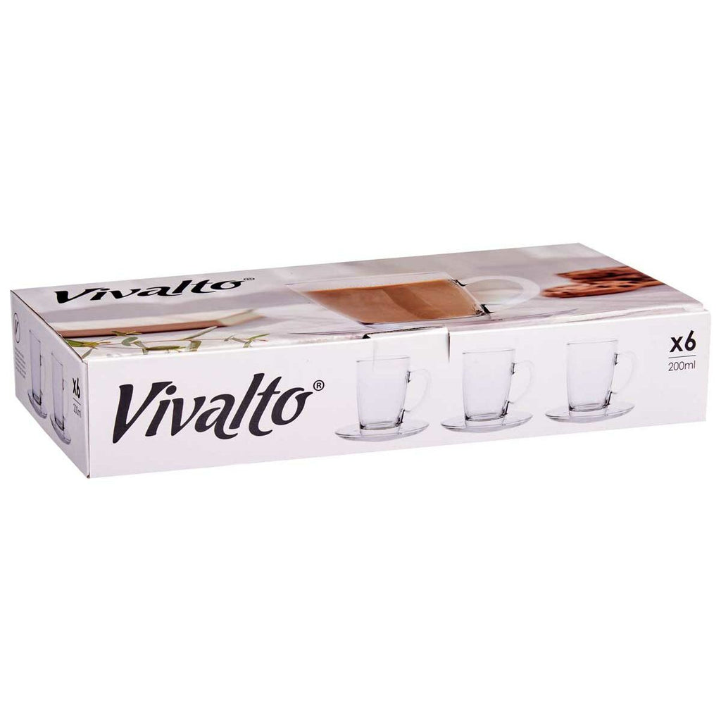 Tassen mit Untertasse «Vivalto» Glas 200 ml (6er)