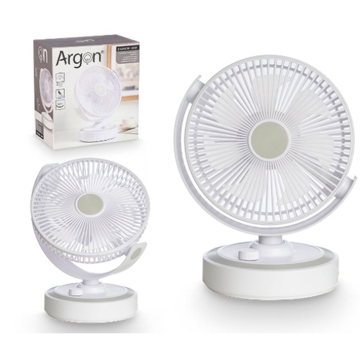Tischventilator Argon Weiss 30 W 21 x 28 x 32,5 cm