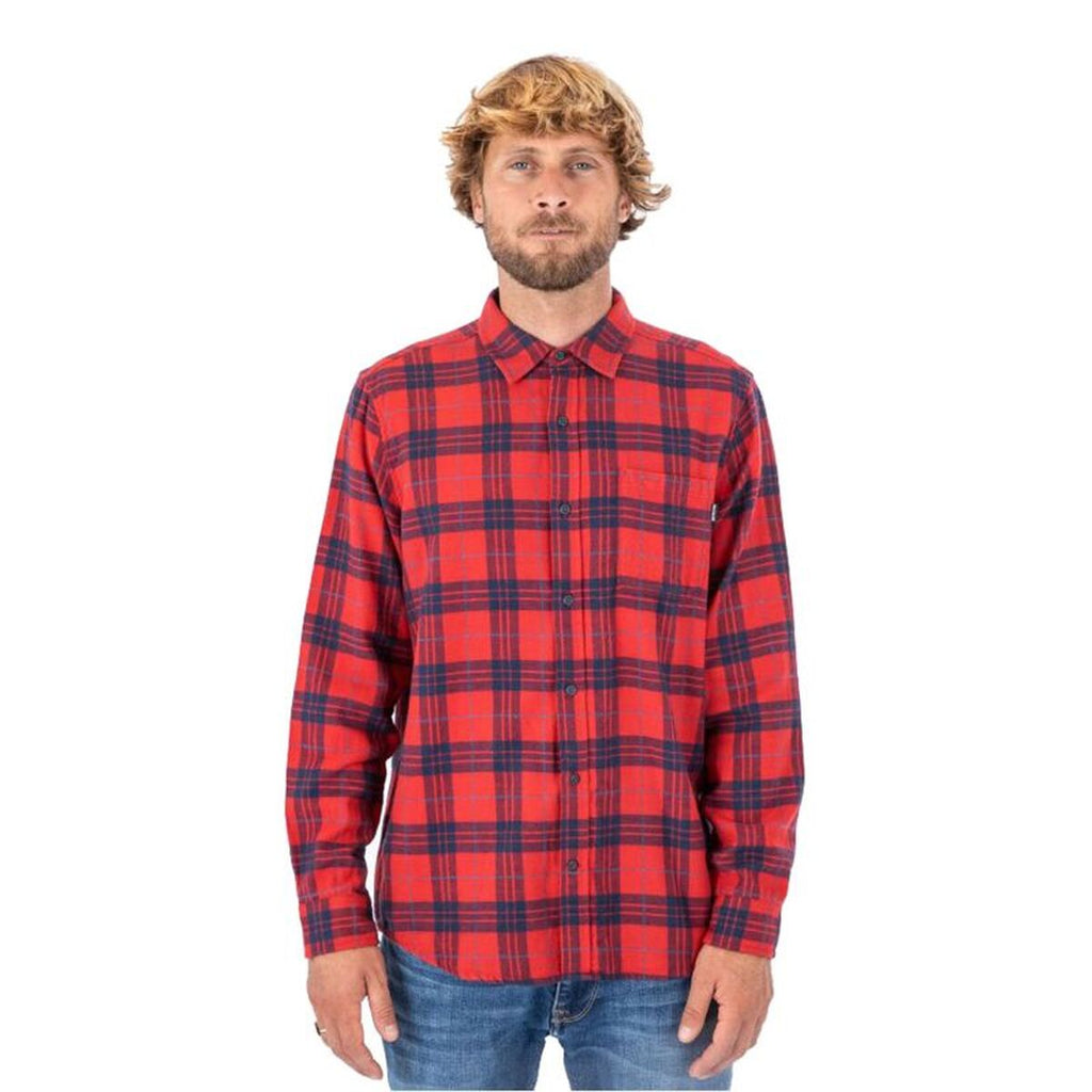 Herren Langarm-Hemd Hurley Portland Organic Karmesinrot