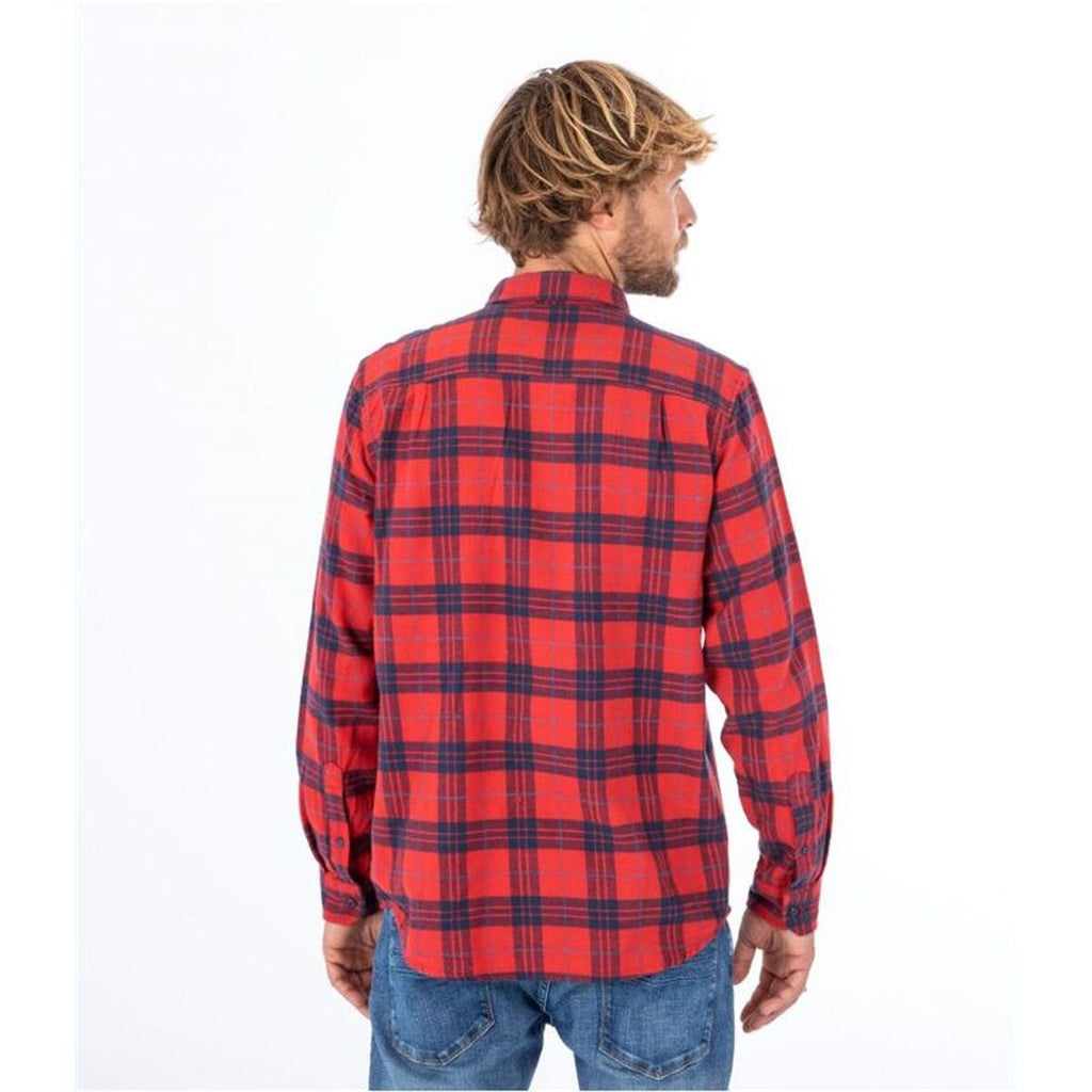 Herren Langarm-Hemd Hurley Portland Organic Karmesinrot
