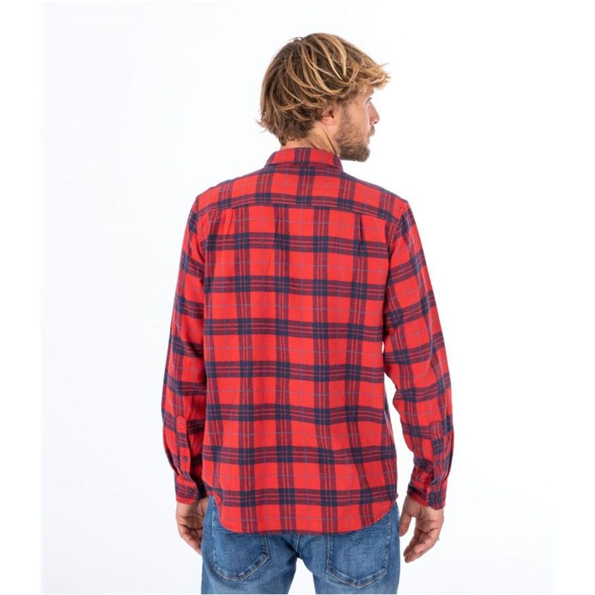 Herren Langarm-Hemd Hurley Portland Organic Karmesinrot