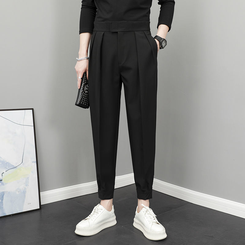 Herren Stoffhose plissiert · High-Waist, leicht (Frühling/Sommer)