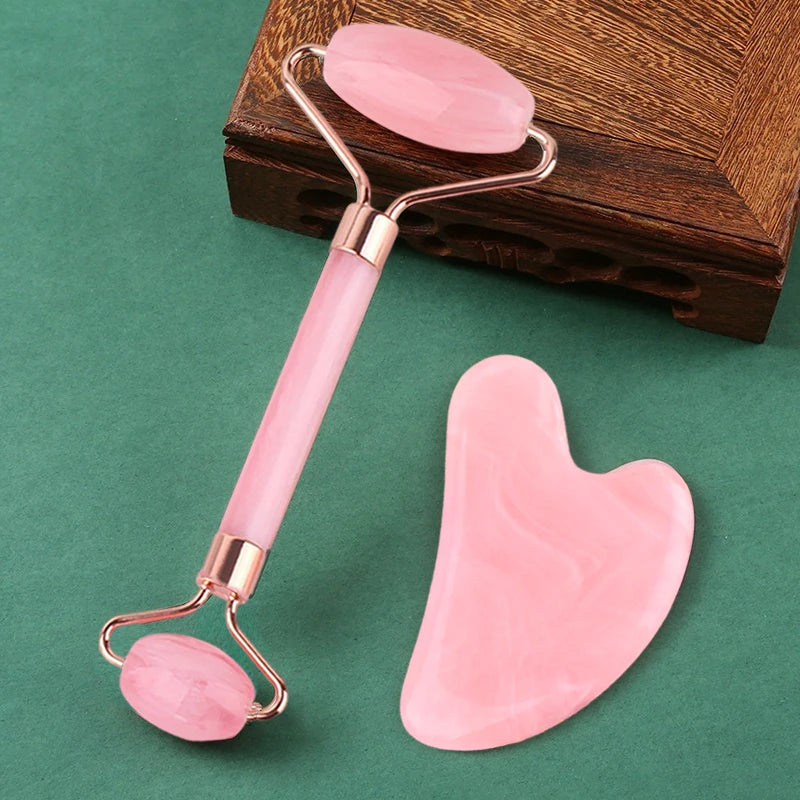 Gua Sha & Gesichtsroller Set (2-tlg) · Kühl-Massage für Gesicht, Hals & Augen