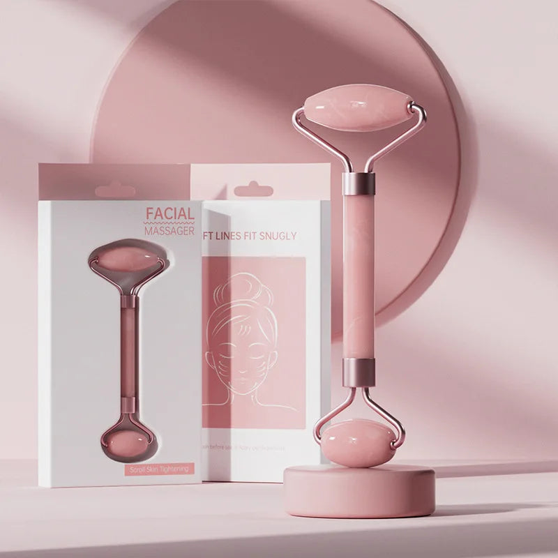 Gua-Sha-Set · Roller Rosenquarz/Jade