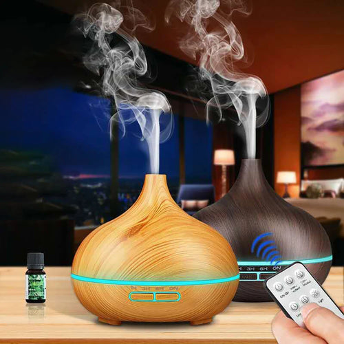 Bambus Aroma Diffuser 300ml · Ultraschall, 7 LED-Farben – LuxeStyle