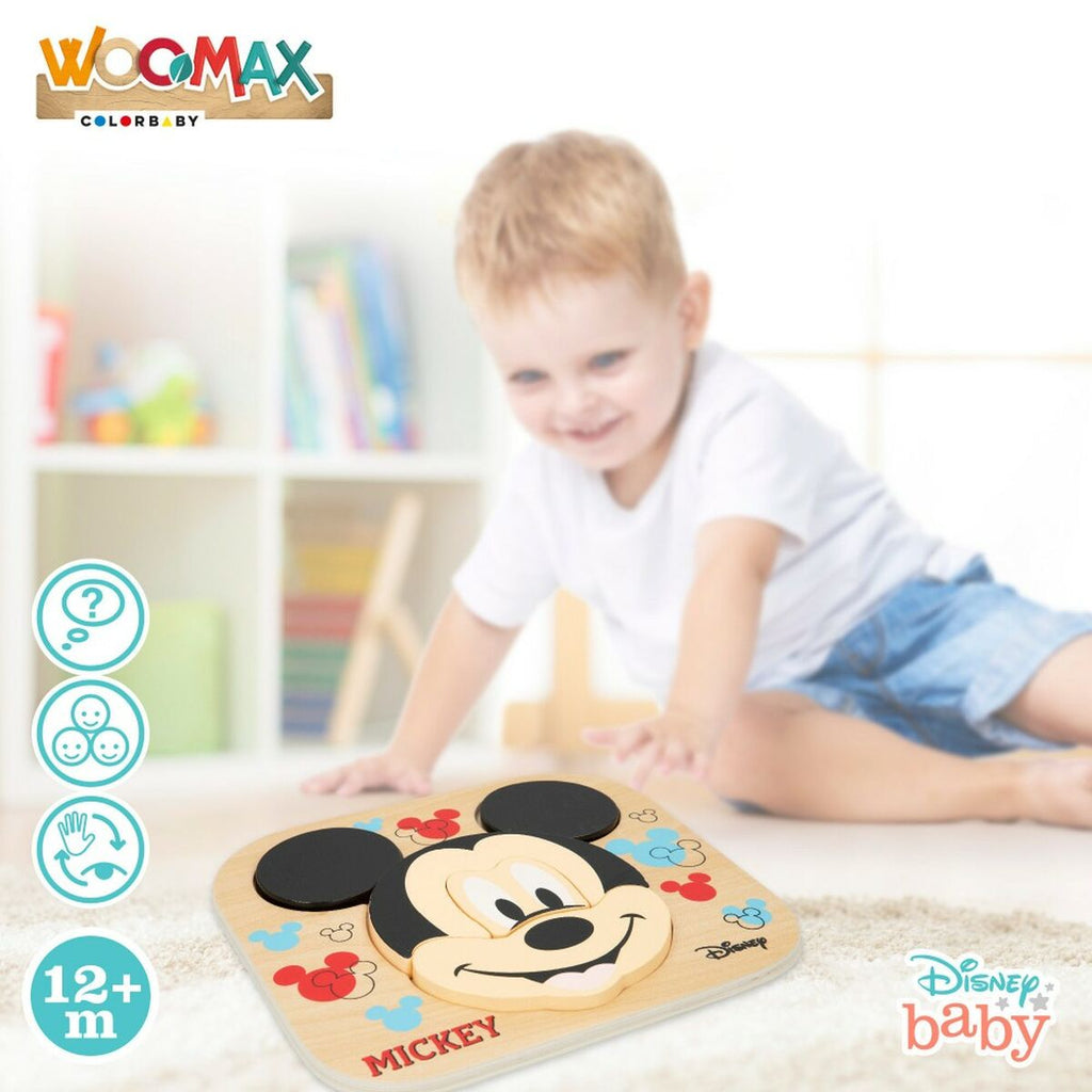 Kinder Puzzle aus Holz Disney Mickey Mouse + 12 Monate 6 Stücke (12 St