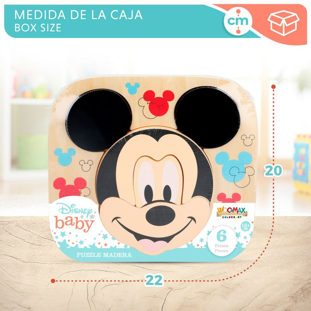 Kinder Puzzle aus Holz Disney Mickey Mouse + 12 Monate 6 Stücke (12 St
