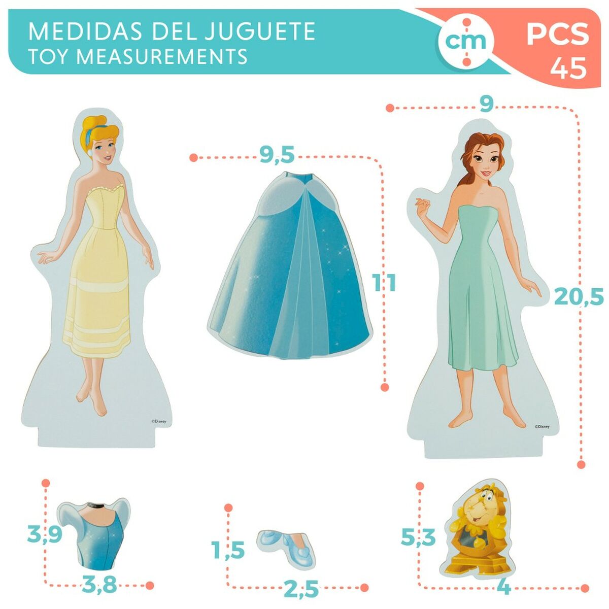 Figurensatz Disney Princess 9 x 20,5 x 1,2 cm 45 Stücke 4 Stück