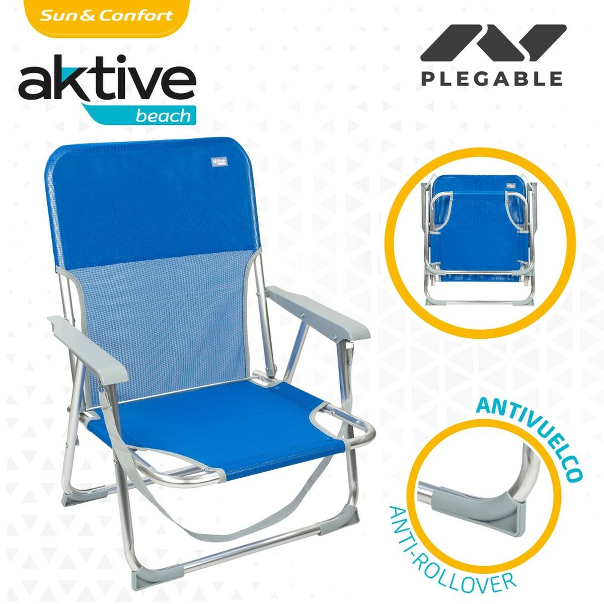 Gepolsterte Campingstuhl Aktive Gomera Blau 44 x 72 x 35 cm (4 Stück)