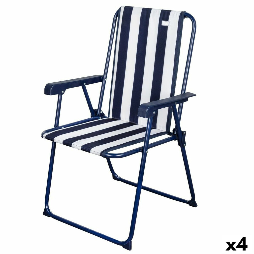 Gepolsterte Campingstuhl Aktive Gestreift Weiß Marineblau 43 x 85 x 47