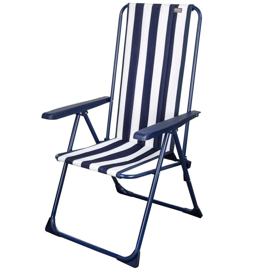 Gepolsterte Campingstuhl Aktive Gestreift Weiß Marineblau 46 x 101 x 5