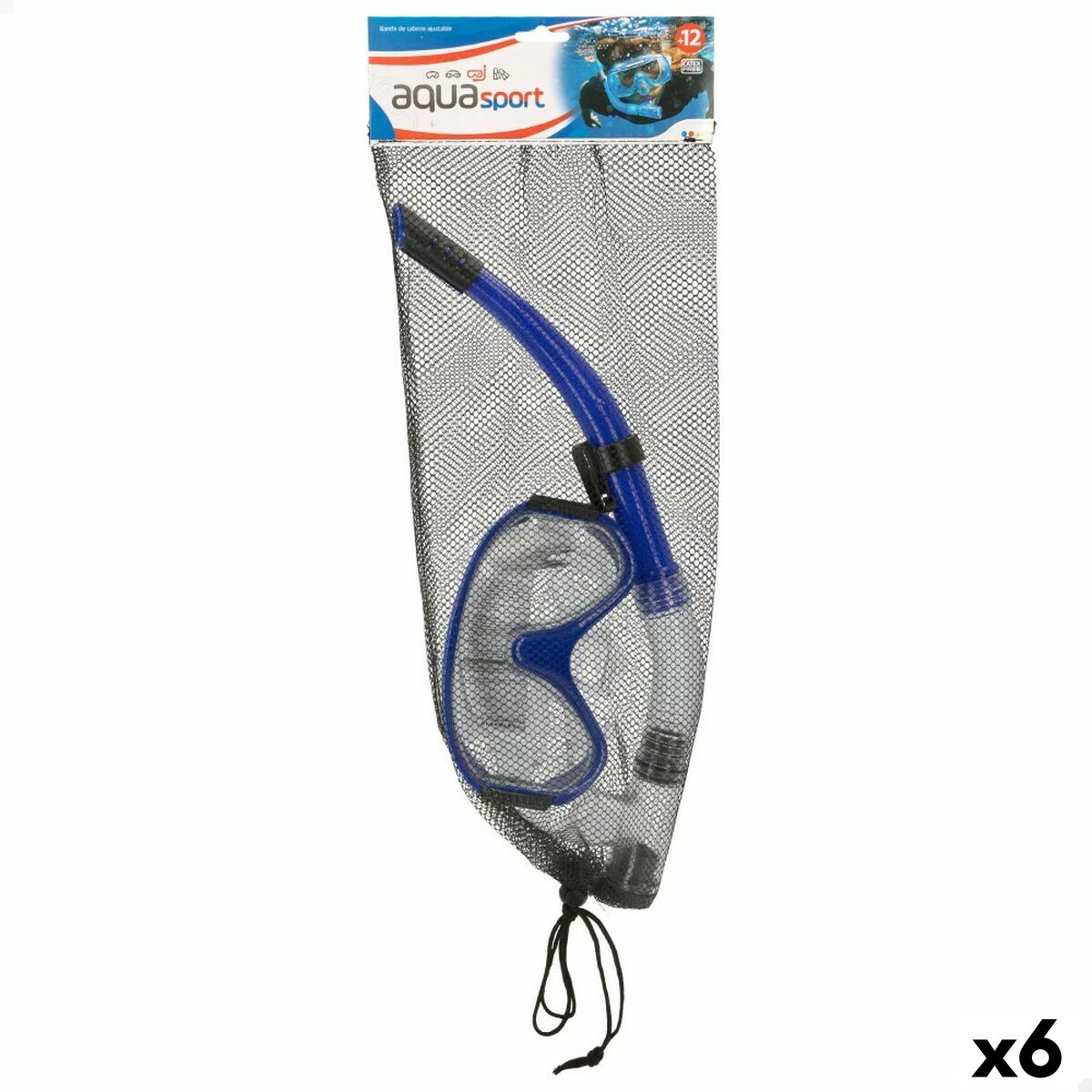 Taucherbrille mit Schnorchel AquaSport Gelb Blau (6 Stück)