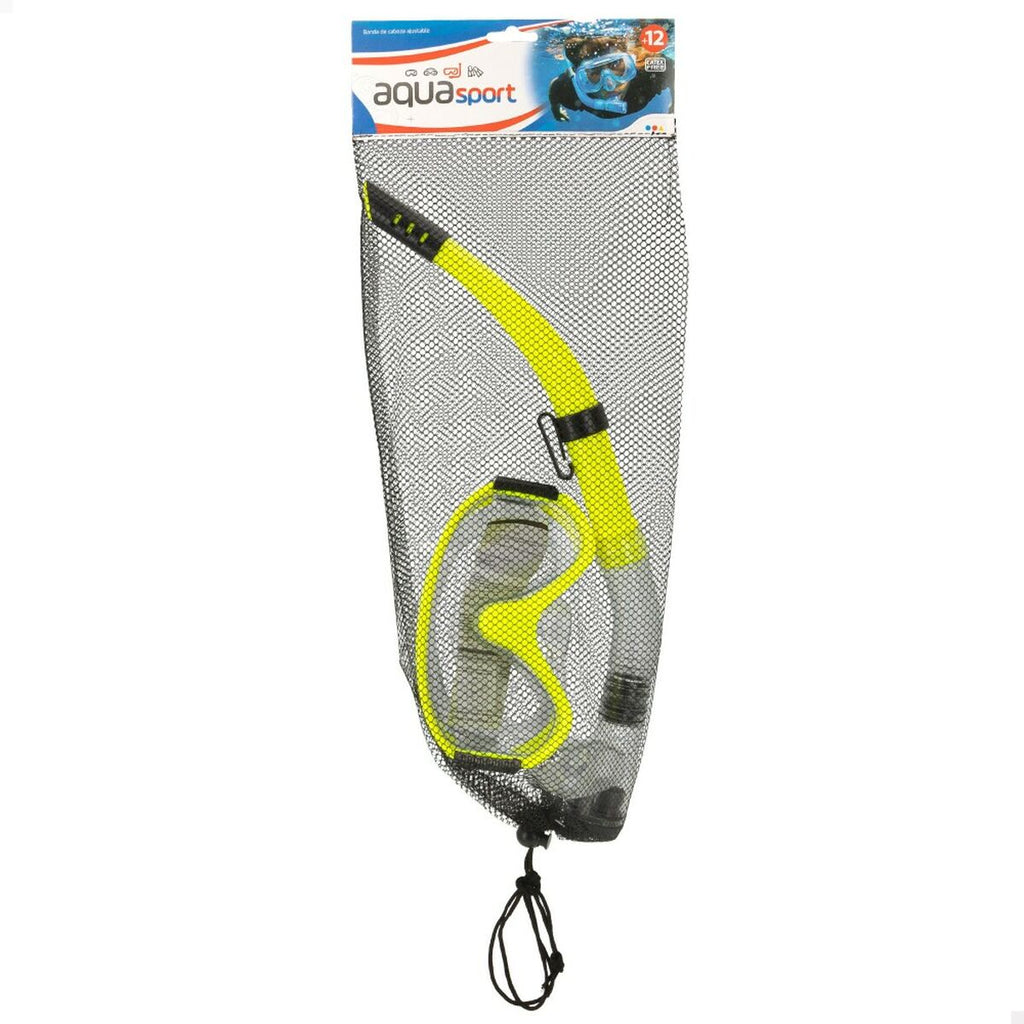 Taucherbrille mit Schnorchel AquaSport Gelb Blau (6 Stück)
