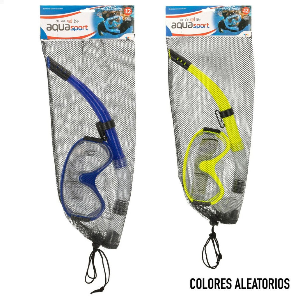 Taucherbrille mit Schnorchel AquaSport Gelb Blau (6 Stück)