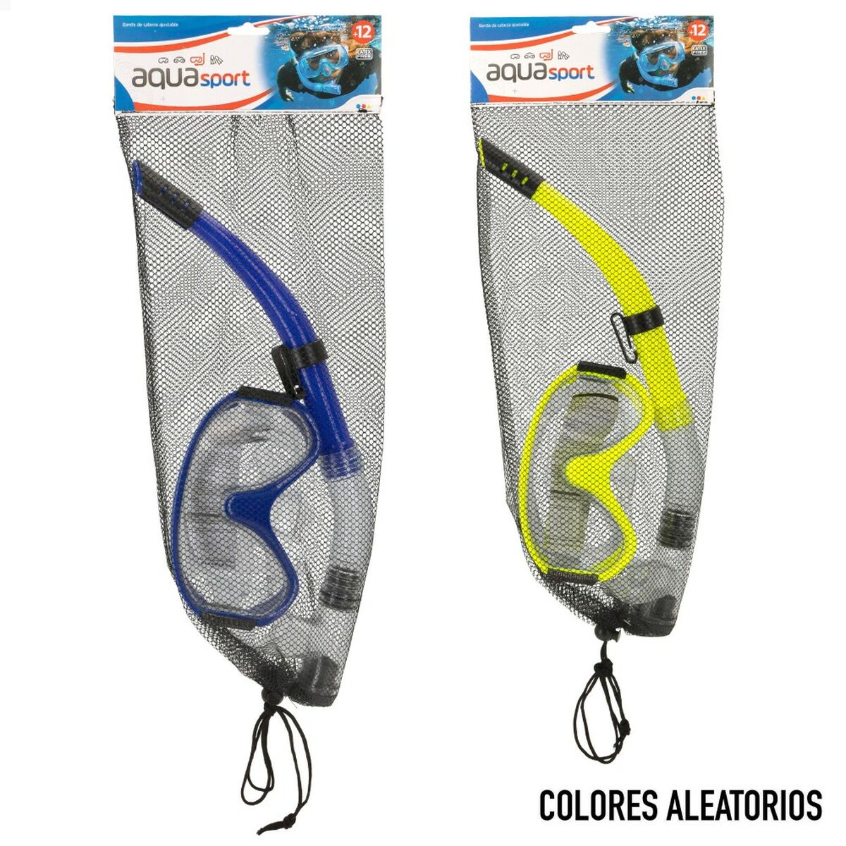 Taucherbrille mit Schnorchel AquaSport Gelb Blau (6 Stück)