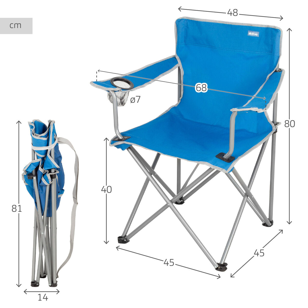 Gepolsterte Campingstuhl Aktive Blau 45 x 80 x 45 cm (4 Stück)