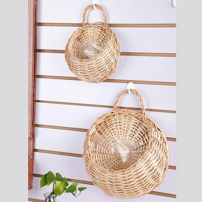 Rattan-Wandvase Boho