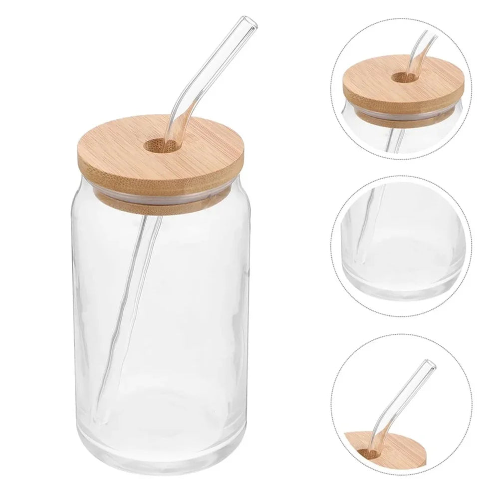 Glas-Trinkflasche · Bambusdeckel