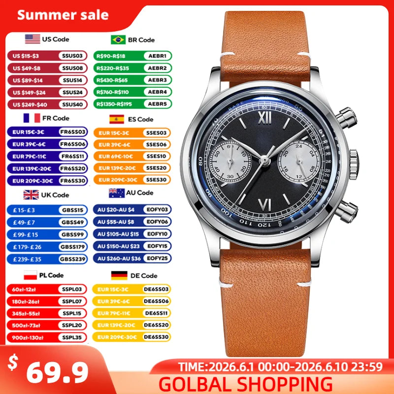 Chronograph Aviator · Lederband Herren