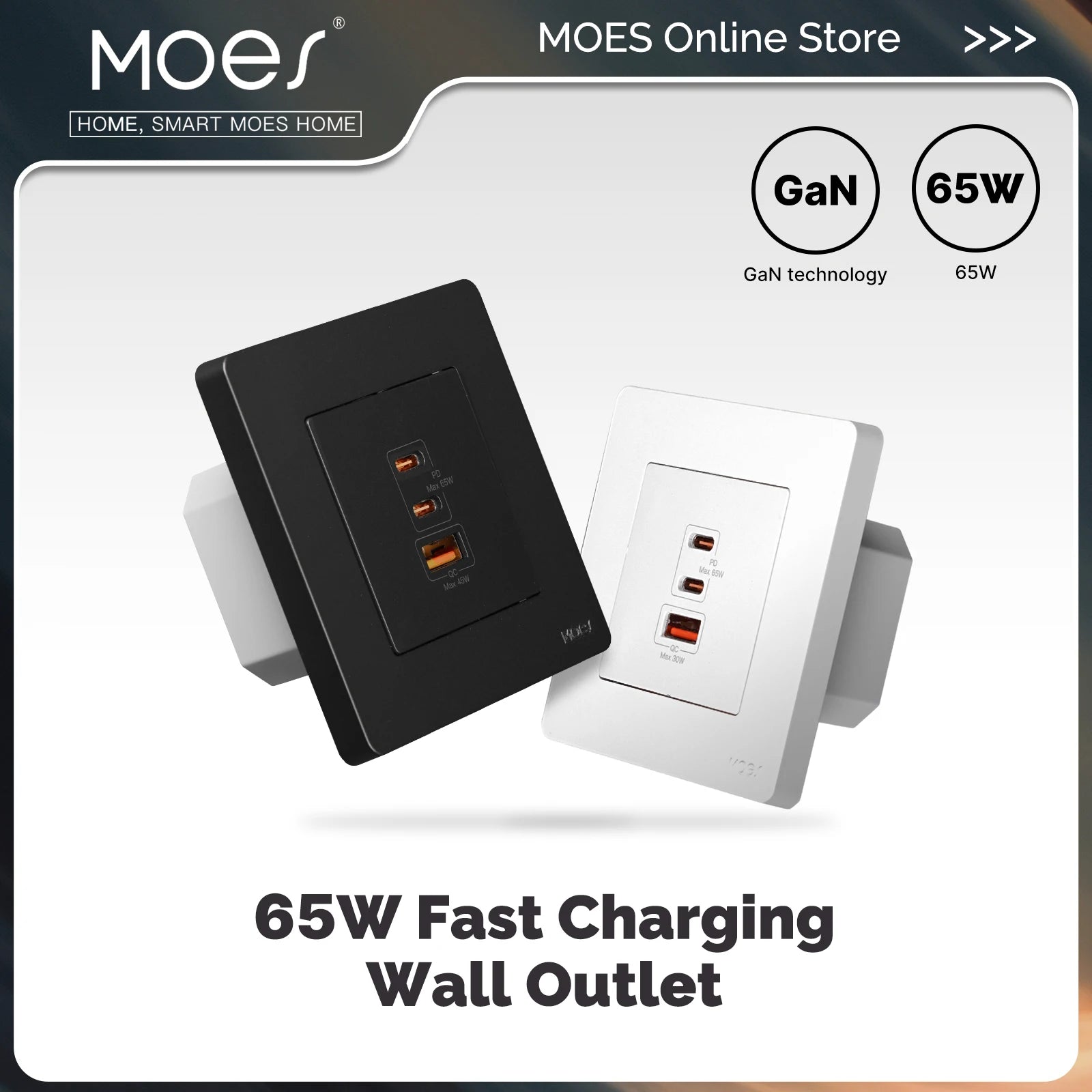 65W GaN Schnellladegerät · 3-Port USB-C Kompakt