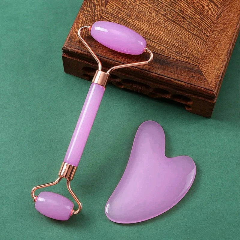 Gua Sha & Gesichtsroller Set (2-tlg) · Kühl-Massage für Gesicht, Hals & Augen