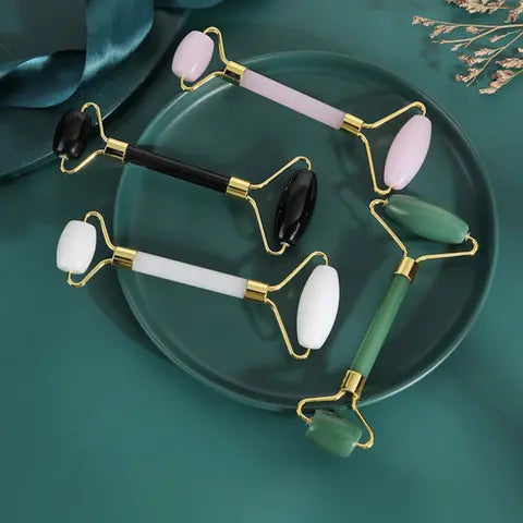 Jade Roller doppelseitig - gruener Jade Gesichtsroller