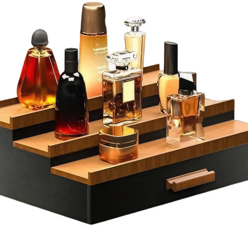 Bambus Kosmetik-Organizer Premium 3 Ebenen mit Schubladen