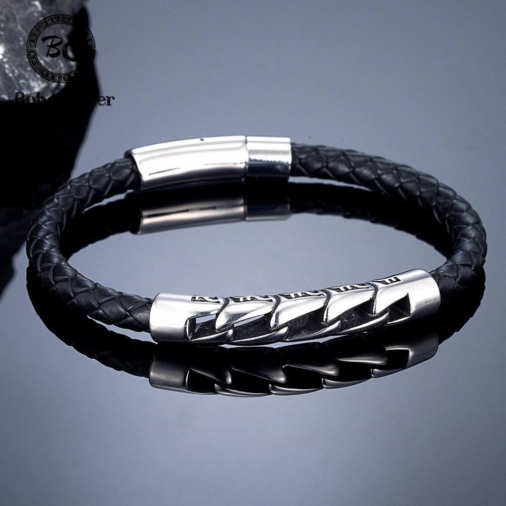 Herren Lederarmband Edelstahl-Anker
