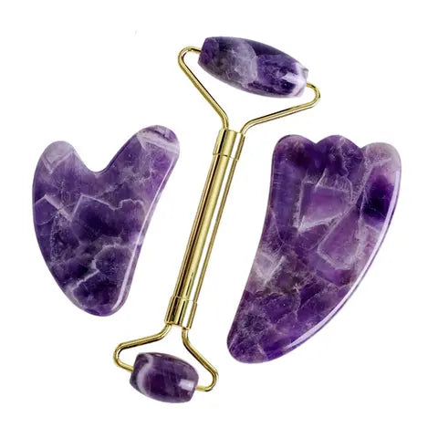 Jade Roller doppelseitig - Gesichtsmassage Beauty-Tool Set