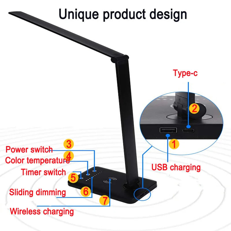 LED-Schreibtischlampe Wireless