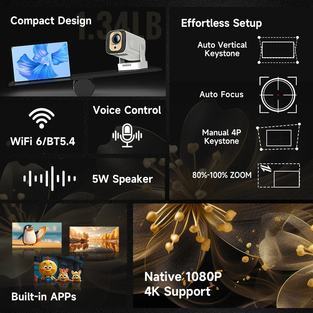 4K Mini Beamer · WiFi Autofokus Heimkino