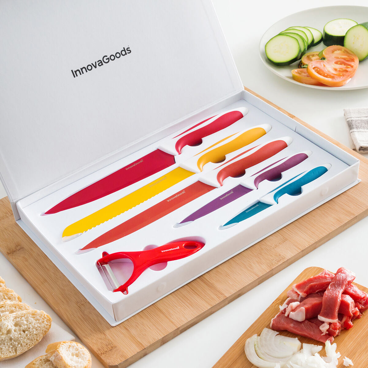 Keramikmesserset mit Sparschäler Knoolvs InnovaGoods 6 Stücke – LuxeStyle Schweiz