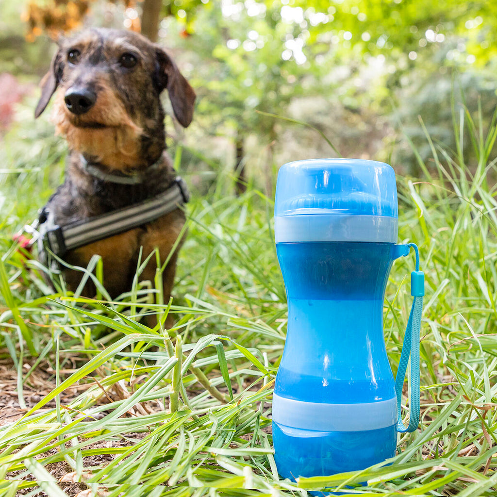 2 in 1 - Flasche mit Wasser- und Futterbehälter für Haustiere Pettap